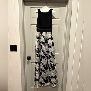 Betsy & Adam Black and White Formal Gown